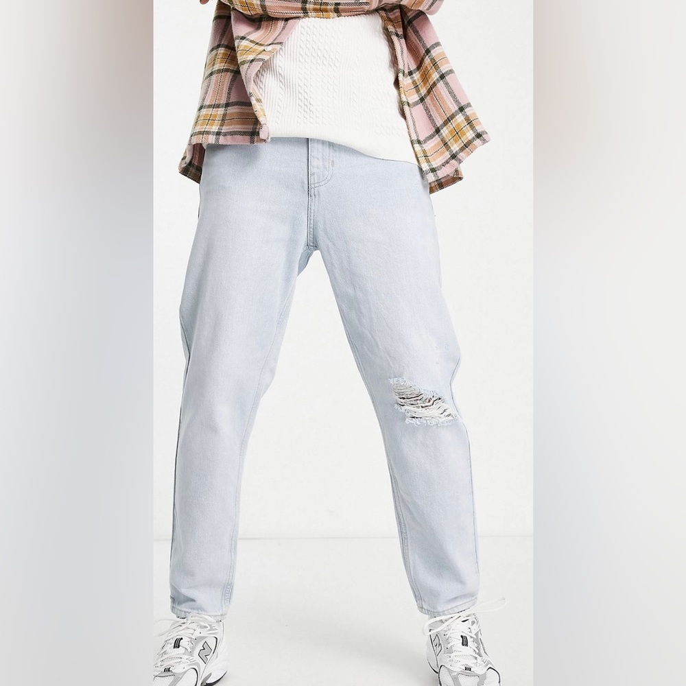 *NEW* New Look ASOS Light Vintage Wash Slim Jeans Grayed Hem Size Men 34W x 32L